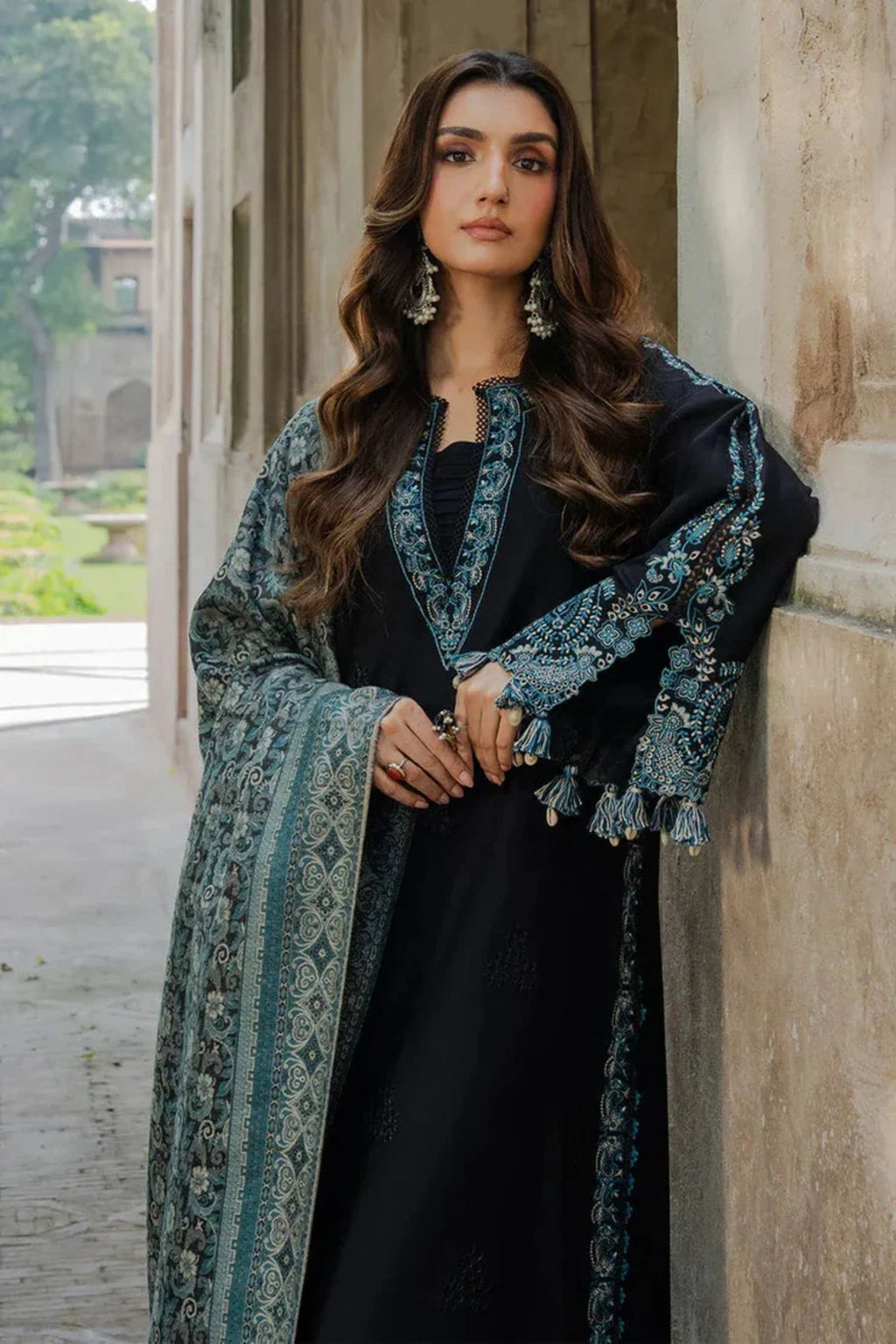 IZEL - 3PC LAWN EMB SHIRT WITH MONARK PRINTED DUPATTA AND DYED TROUSER - EL317