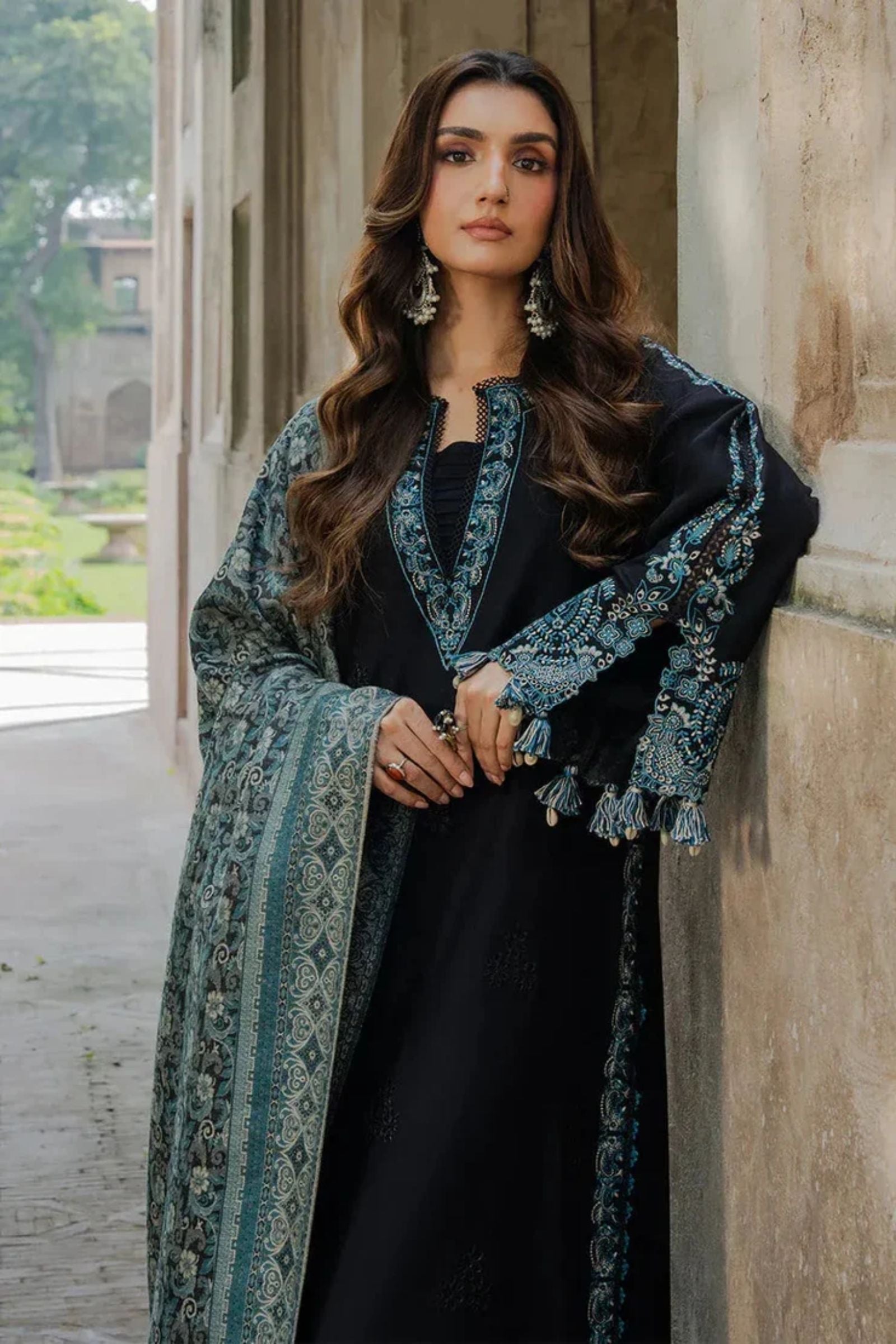 IZEL - 3PC LAWN EMB SHIRT WITH MONARK PRINTED DUPATTA AND DYED TROUSER - EL317