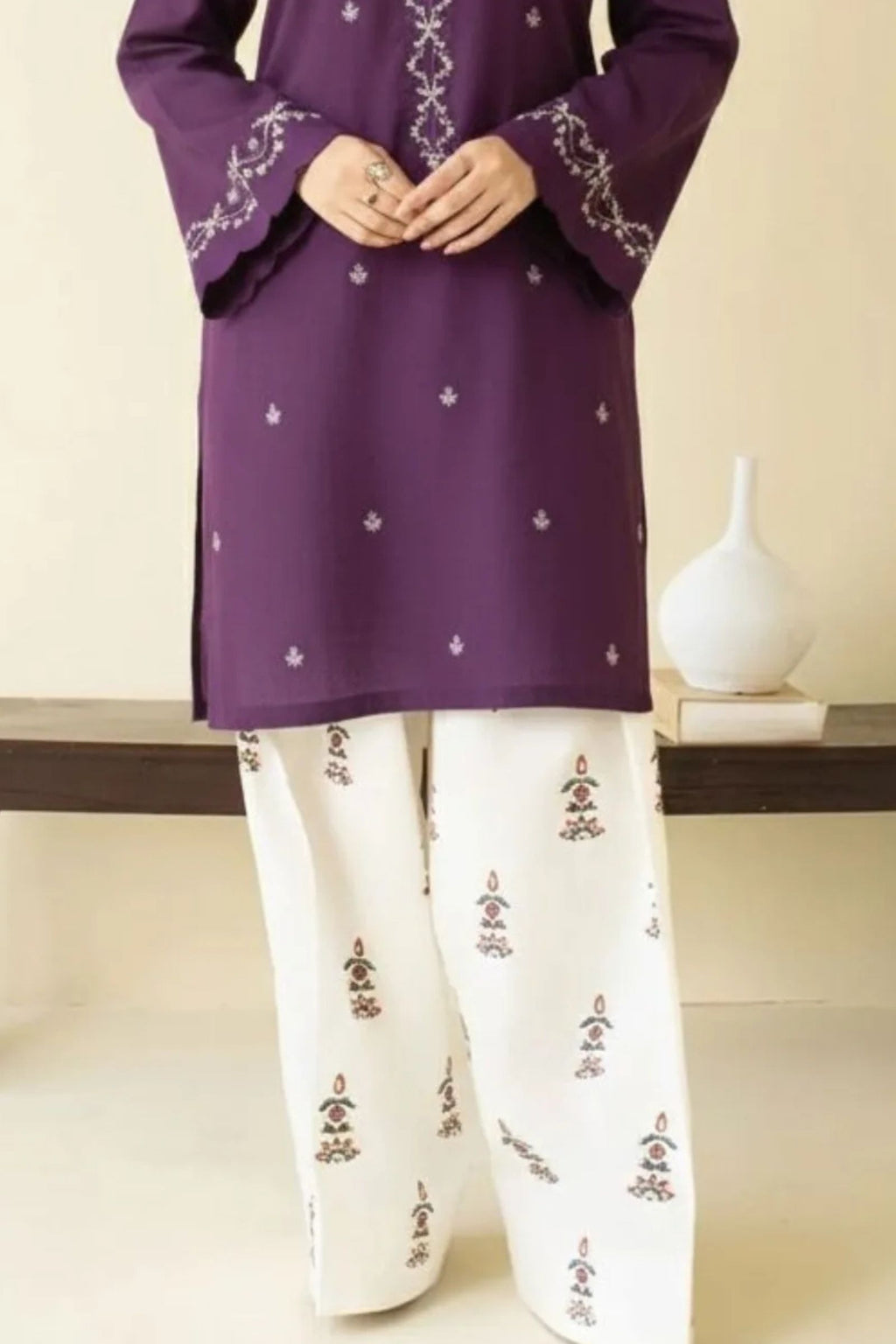 PEZWAAN - 2PC LAWN EMB SHIRT WITH LAWN EMB TROUSER - DR 5822