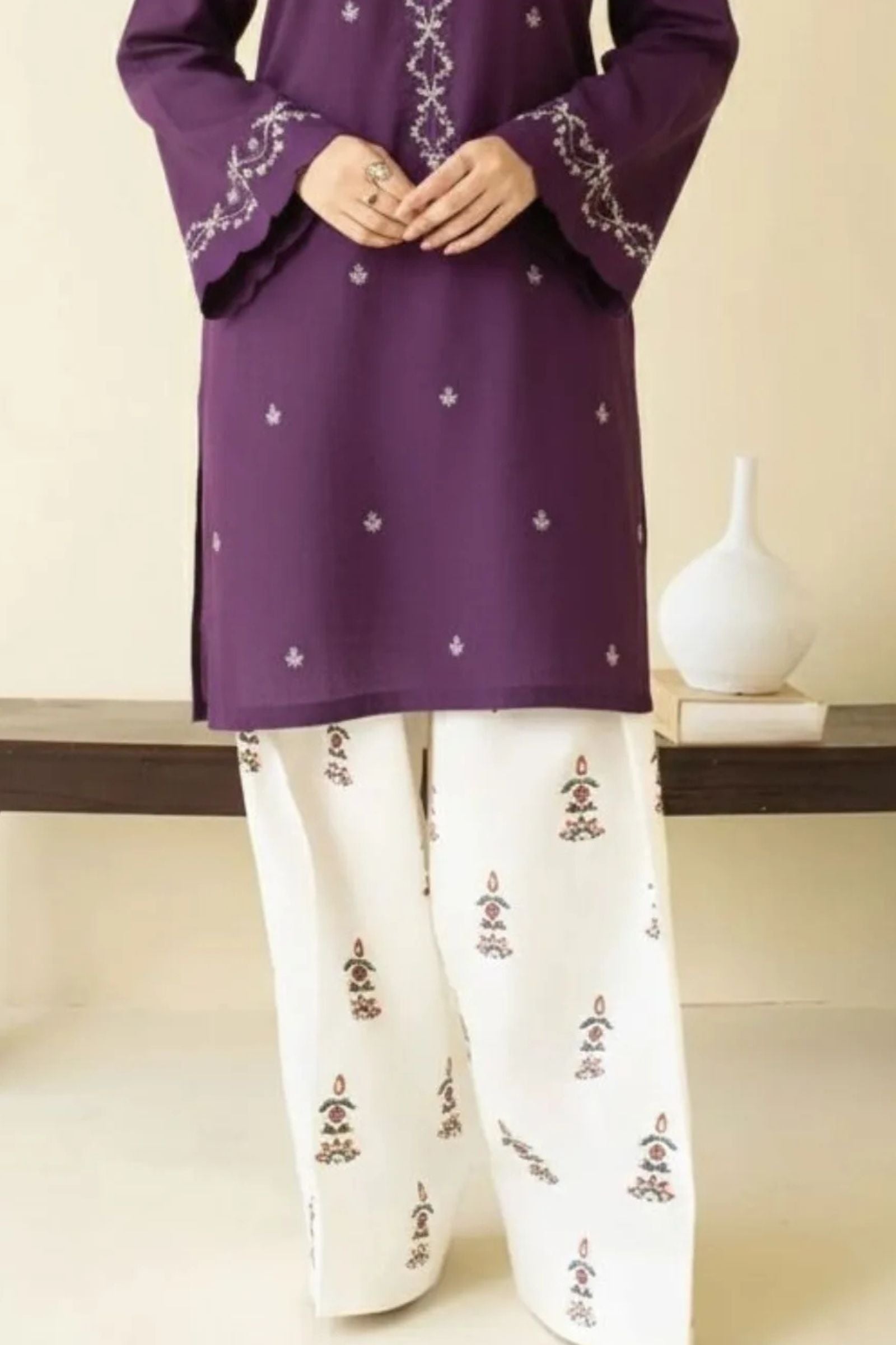 PEZWAAN - 2PC LAWN EMB SHIRT WITH LAWN EMB TROUSER - DR 5822