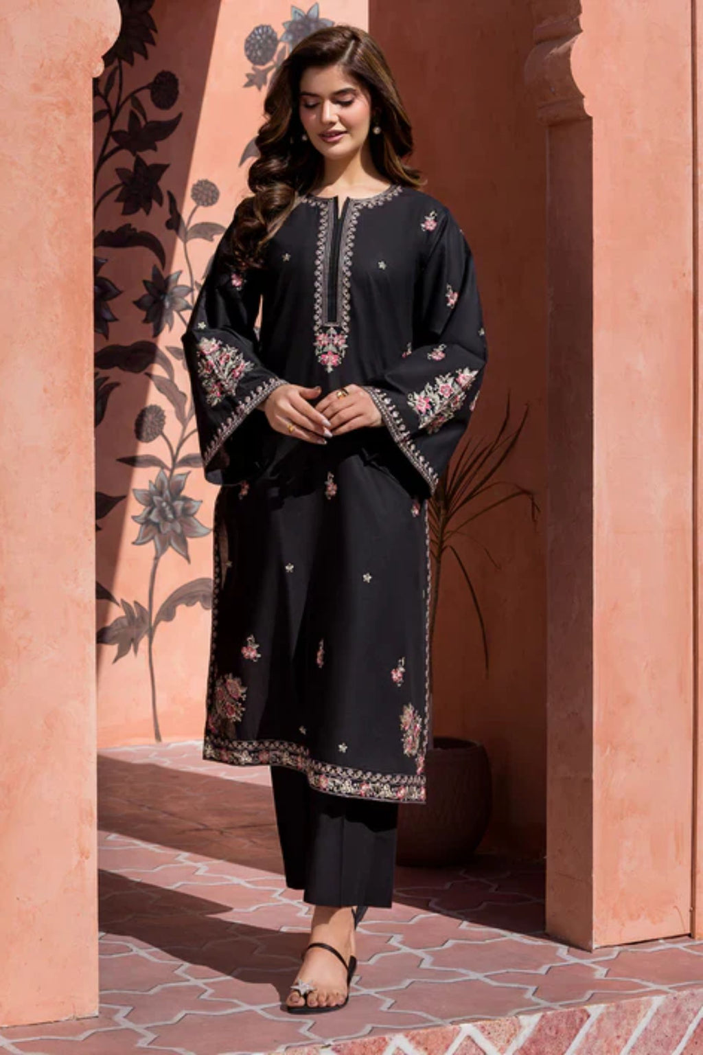LAAM - 2PC LAWN EMB SHIRT WITH LAWN DYED TROUSER - DR 5826