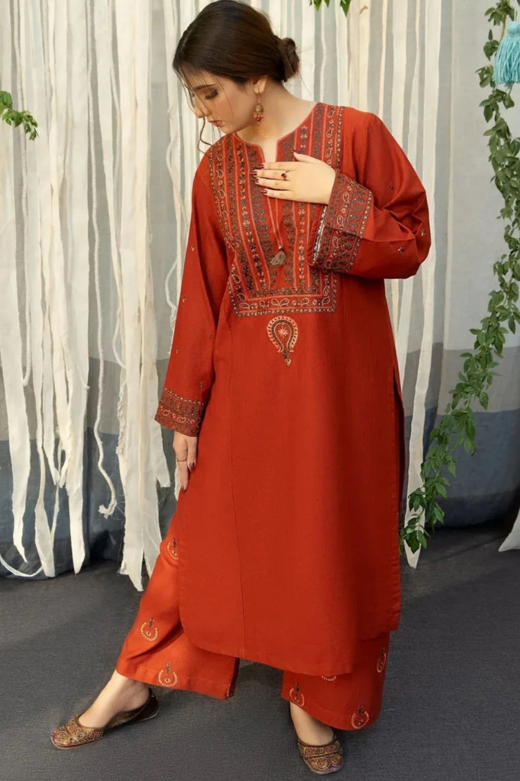 URGE - 3PC LAWN EMB SHIRT WITH MONARK PRINTED DUPATTA AND DYED TROUSER - EL158