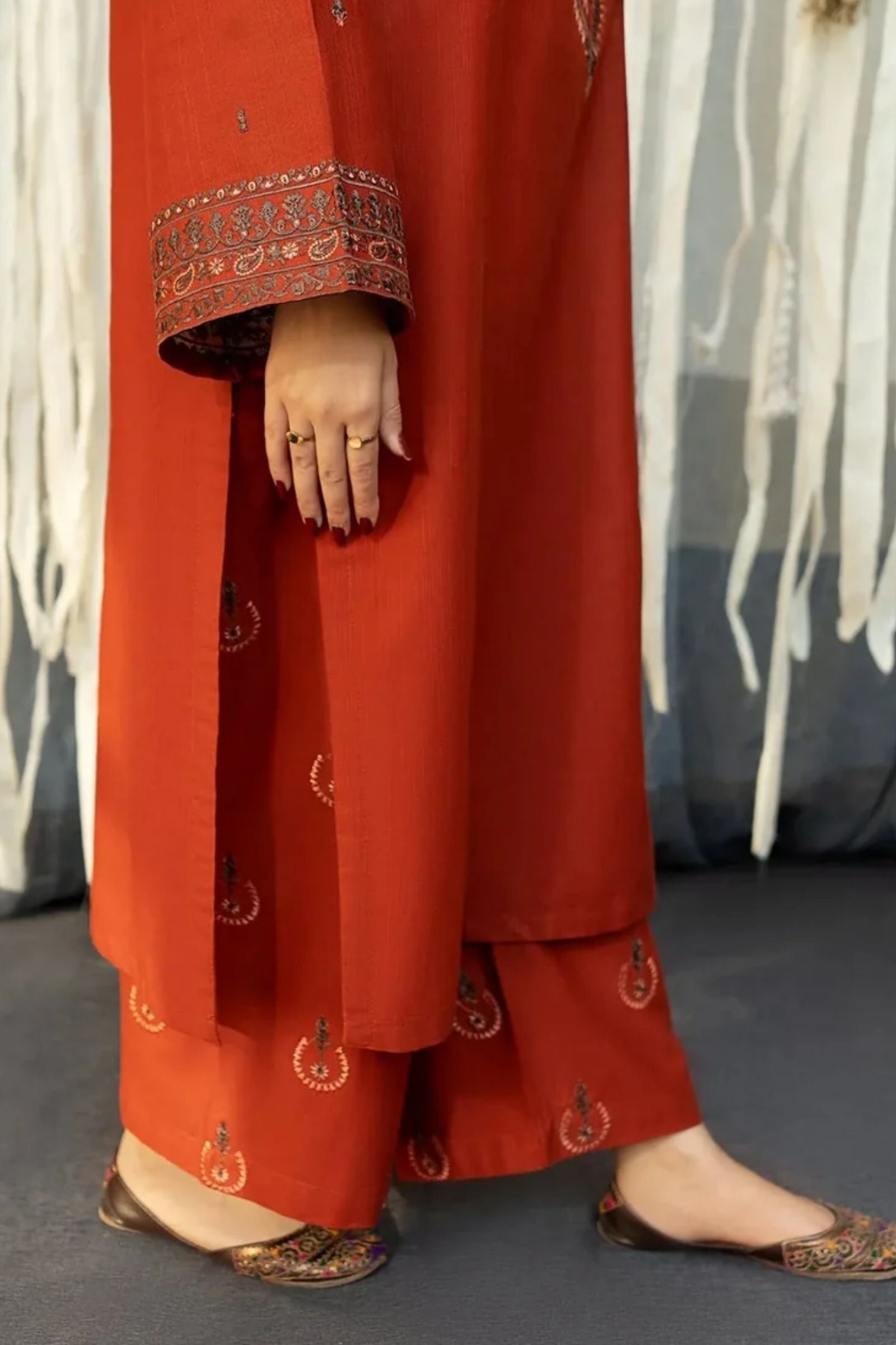 URGE - 3PC LAWN EMB SHIRT WITH MONARK PRINTED DUPATTA AND DYED TROUSER - EL158