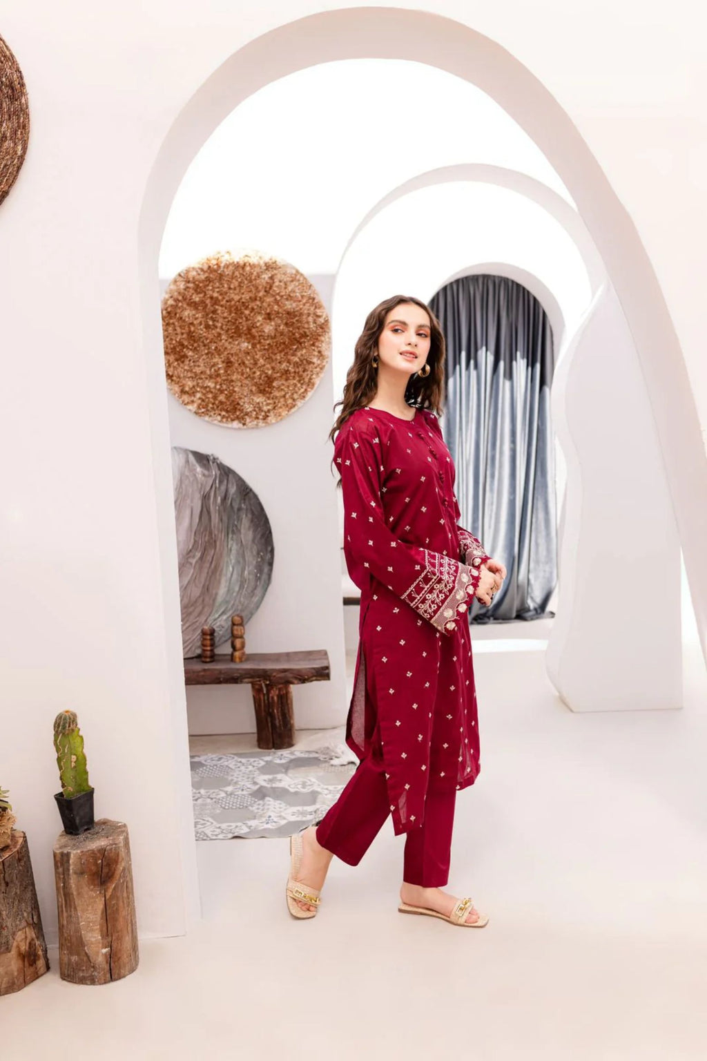 AZURE - 2PC LAWN EMB SHIRT WITH LAWN DYED TROUSER - EL5792