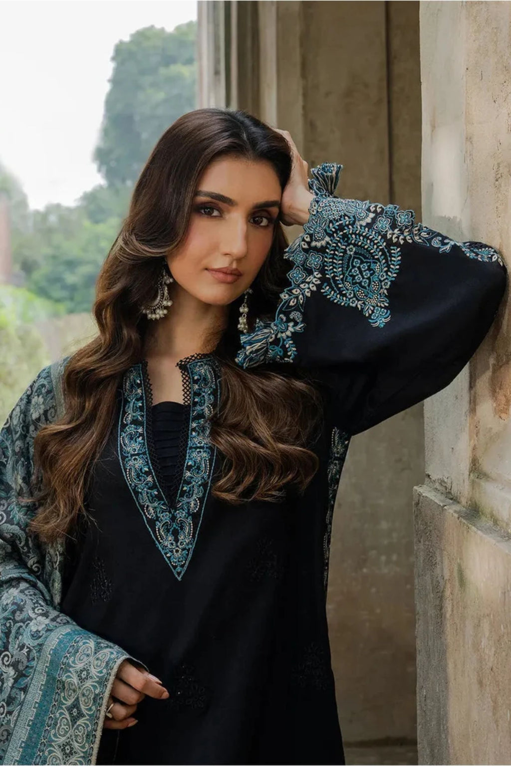 IZEL - 3PC LAWN EMB SHIRT WITH MONARK PRINTED DUPATTA AND DYED TROUSER - EL317
