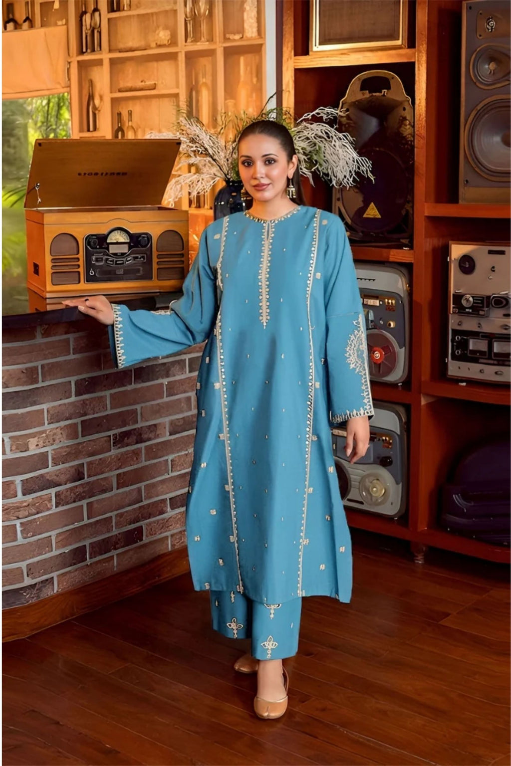 URGE - 2PC LAWN EMB SHIRT WITH LAWN DYED TROUSER - D 89