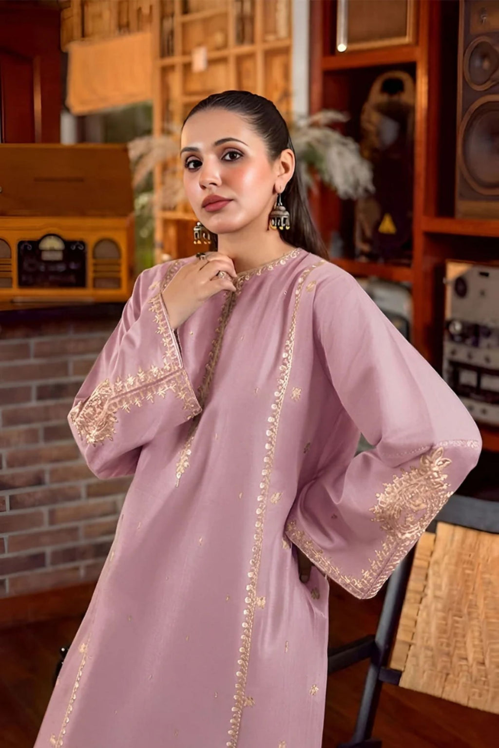 URGE - 2PC LAWN EMB SHIRT WITH LAWN DYED TROUSER - D 88