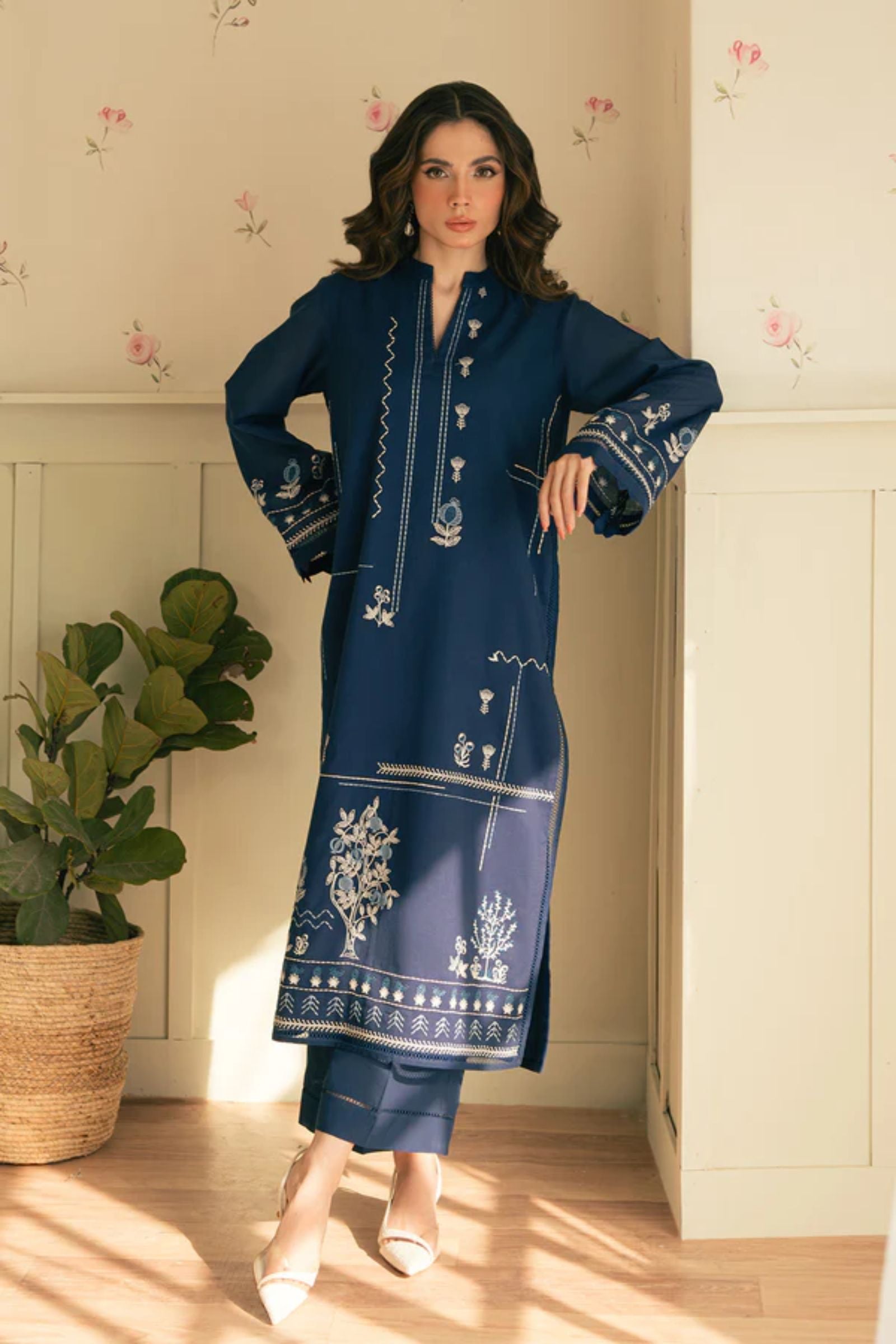 LAAM - 2PC LAWN EMB SHIRT WITH LAWN DYED TROUSER - AS 2602