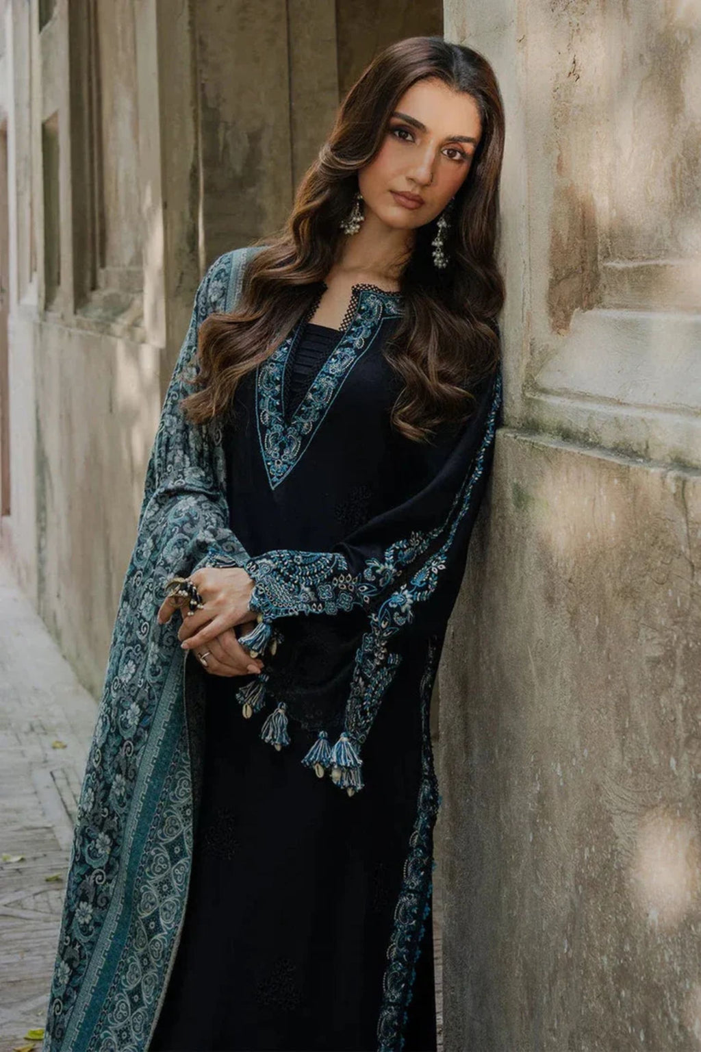 IZEL - 3PC LAWN EMB SHIRT WITH MONARK PRINTED DUPATTA AND DYED TROUSER - EL317