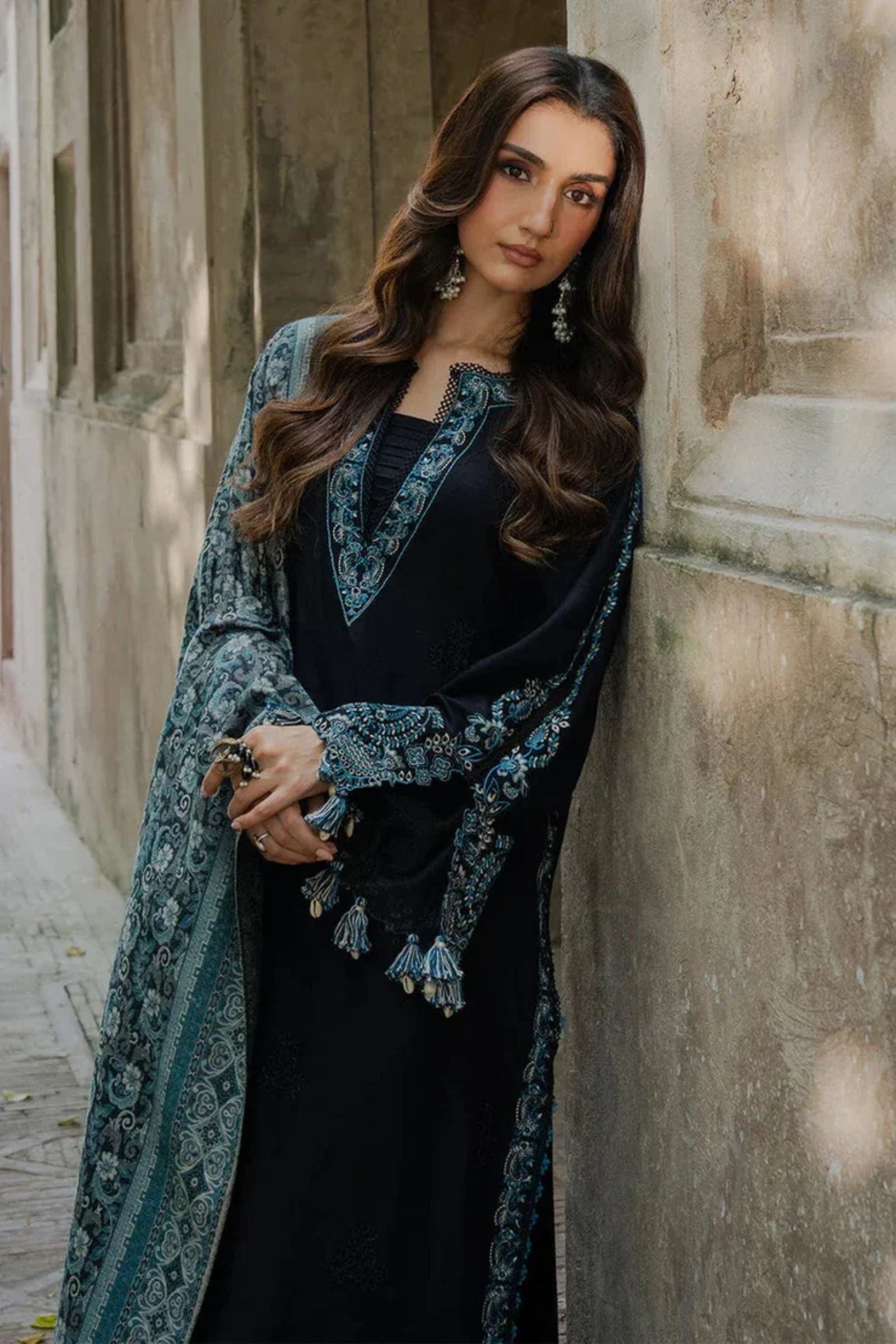 IZEL - 3PC LAWN EMB SHIRT WITH MONARK PRINTED DUPATTA AND DYED TROUSER - EL317