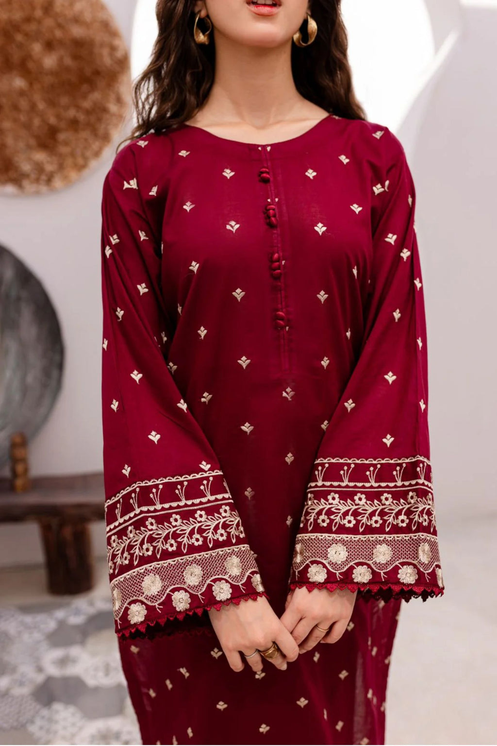 AZURE - 2PC LAWN EMB SHIRT WITH LAWN DYED TROUSER - EL5792