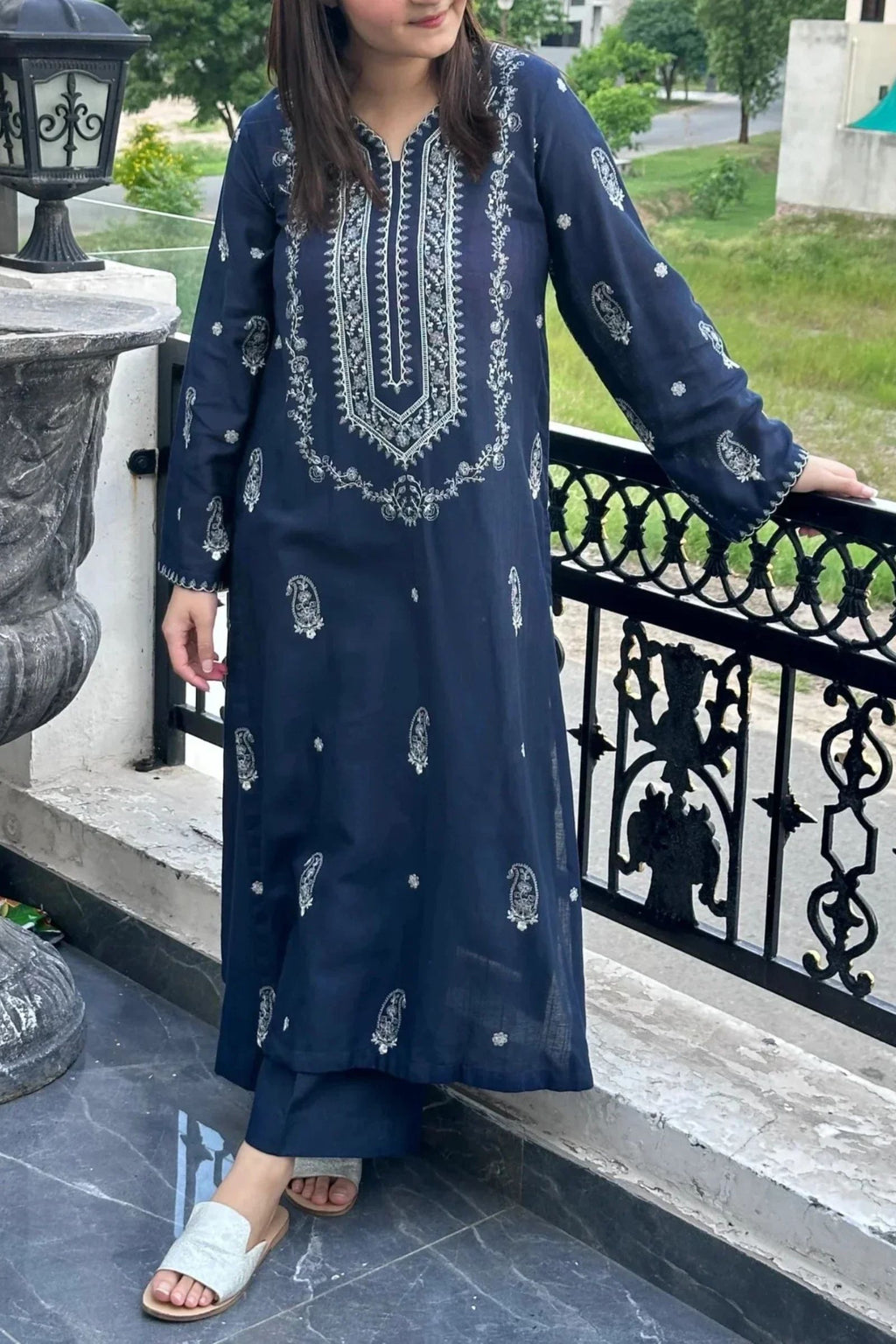 LAAM - 2PC LAWN EMB SHIRT WITH LAWN DYED TROUSER - DR 5807