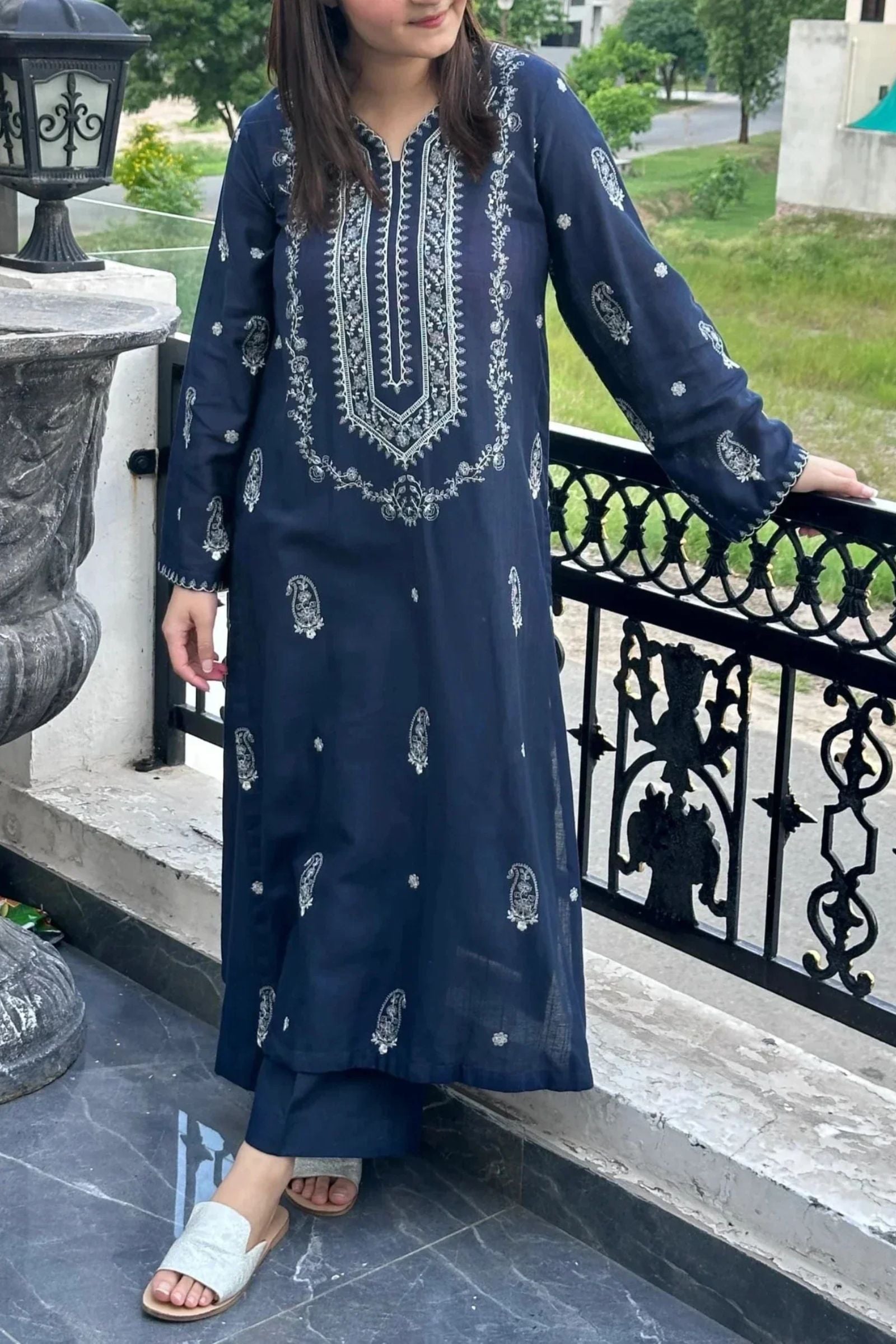 LAAM - 2PC LAWN EMB SHIRT WITH LAWN DYED TROUSER - DR 5807