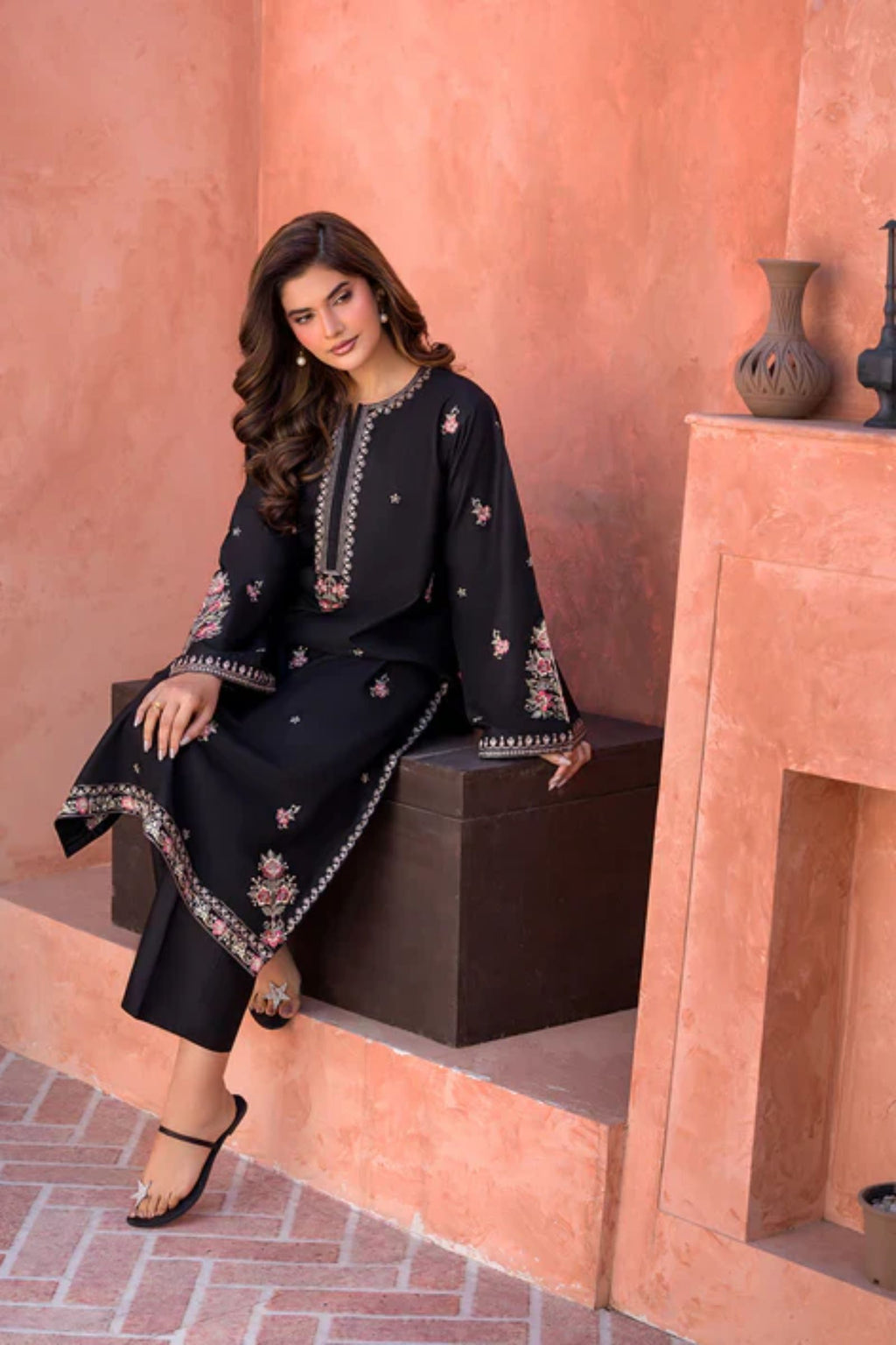 LAAM - 2PC LAWN EMB SHIRT WITH LAWN DYED TROUSER - DR 5826