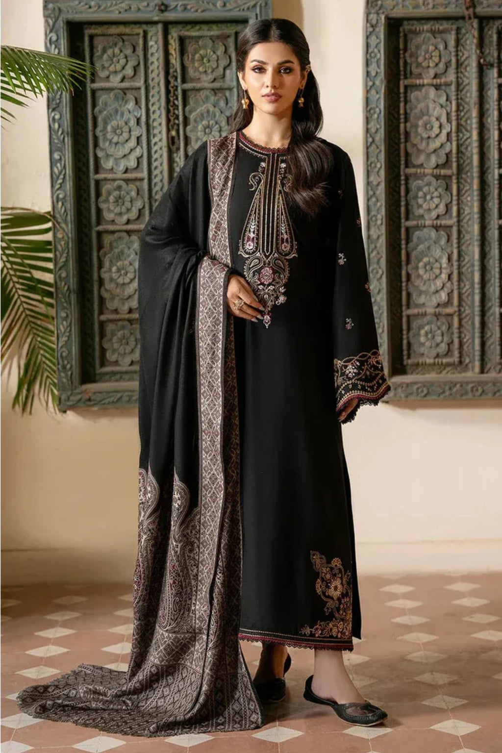 IZEL - 3PC LAWN EMB SHIRT WITH MONARK PRINTED DUPATTA AND DYED TROUSER - EL392