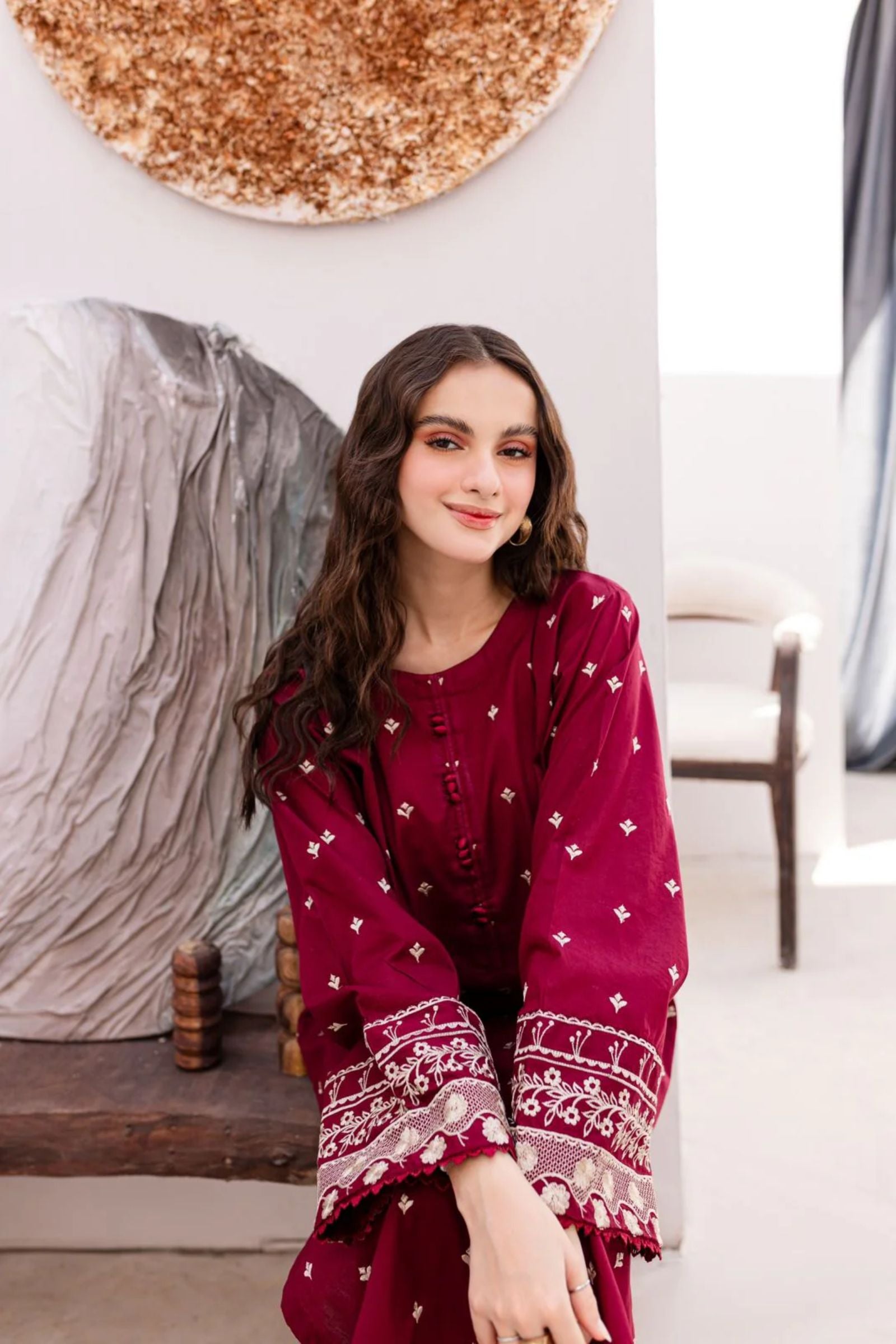 AZURE - 2PC LAWN EMB SHIRT WITH LAWN DYED TROUSER - EL5792