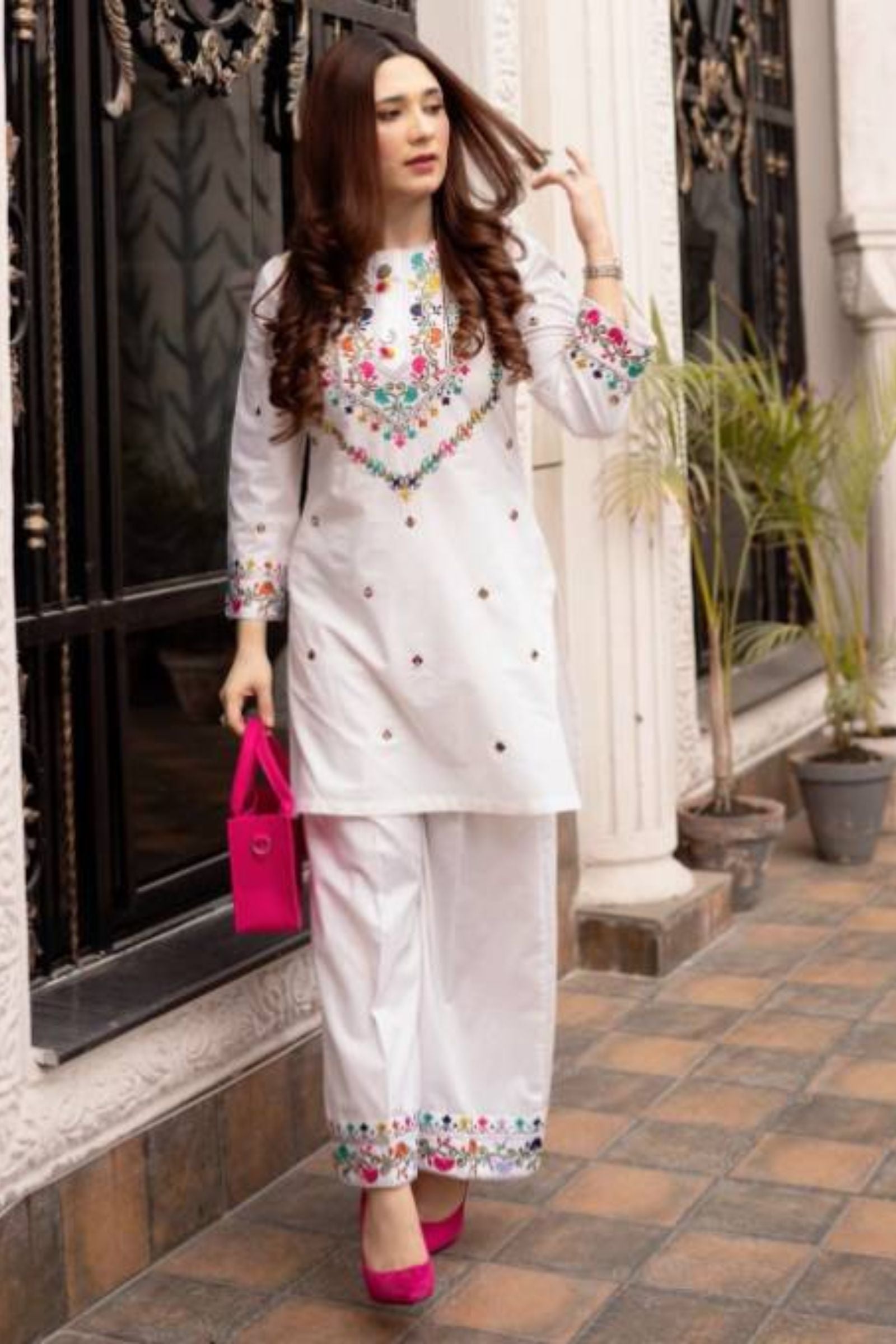 SAHIBAS - 2PC LAWN EMB SHIRT WITH LAWN EMBROIDERED TROUSER - EL5789
