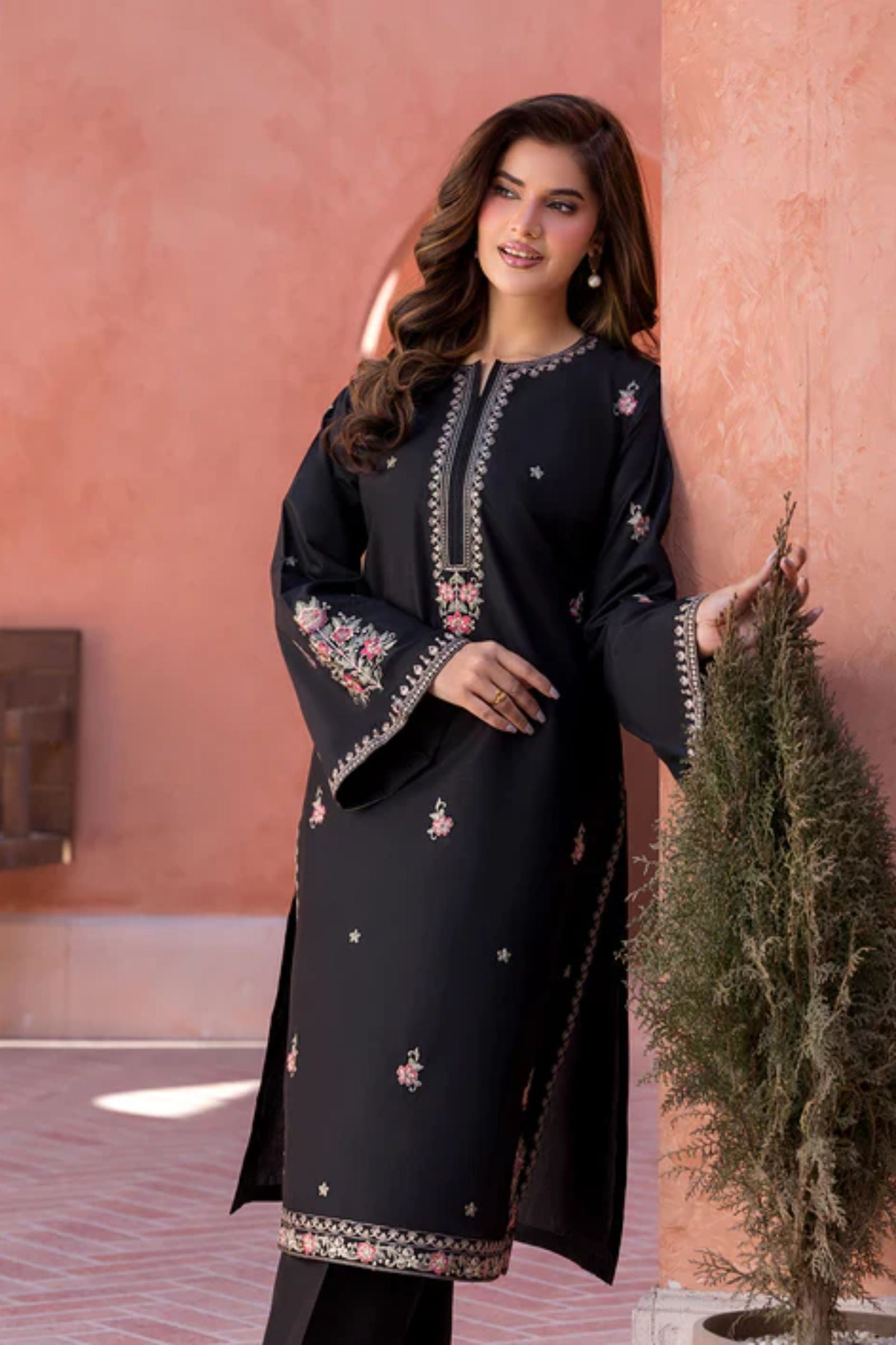 LAAM - 2PC LAWN EMB SHIRT WITH LAWN DYED TROUSER - DR 5826