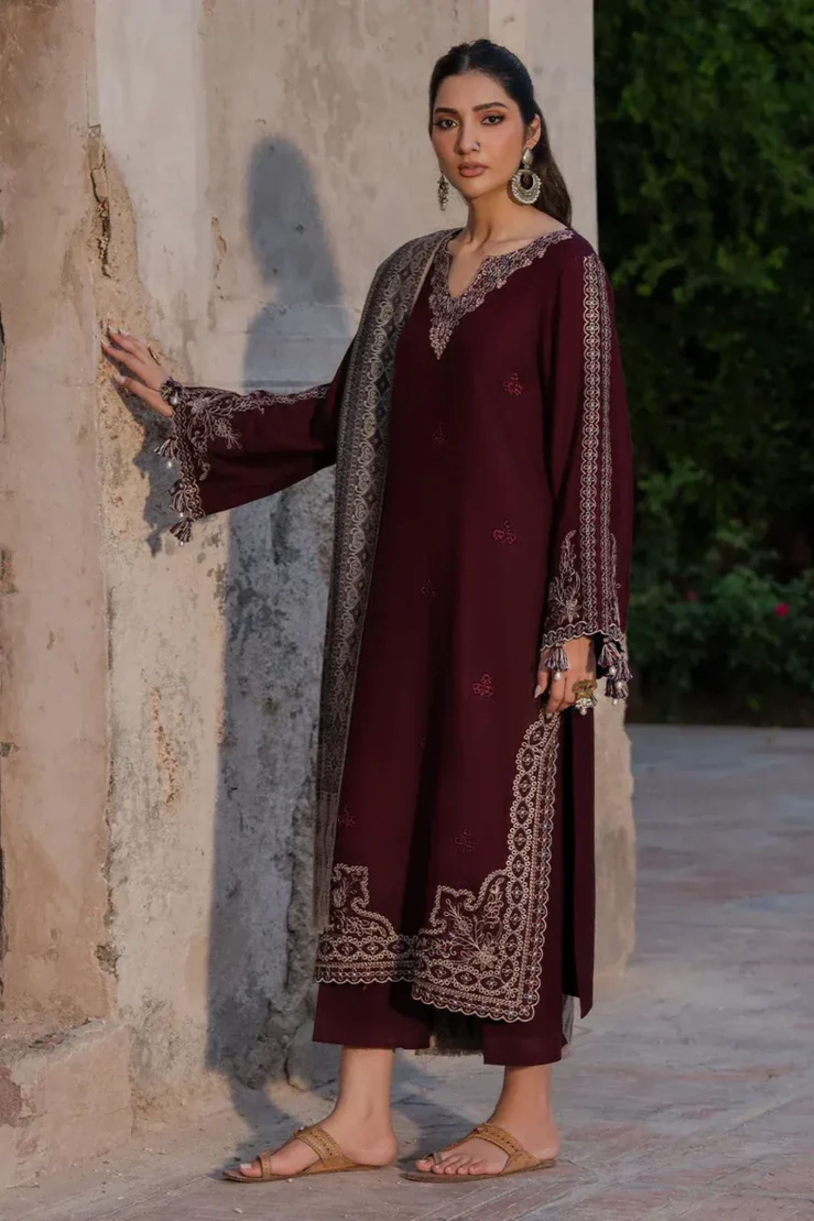 IZEL - 3PC LAWN EMB SHIRT WITH MONARK PRINTED DUPATTA AND DYED TROUSER - EL333