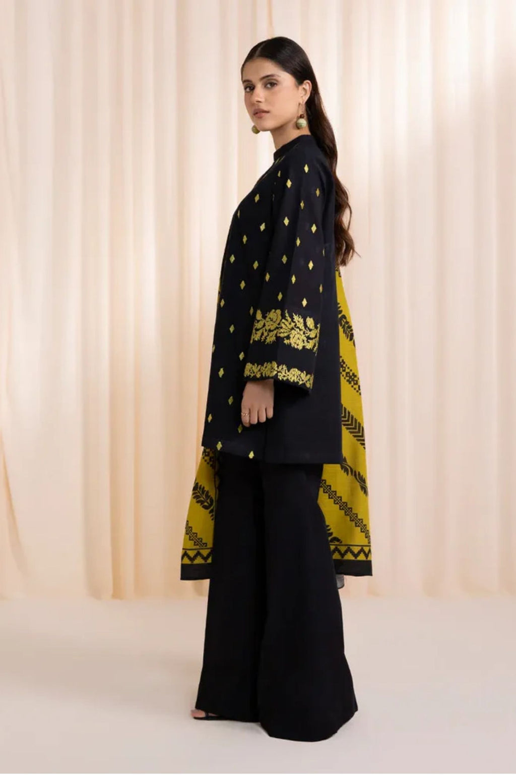 SAPPHIRE - 3PC LAWN EMB SHIRT WITH MONARK PRINTED DUPATTA AND DYED TROUSER - EL335