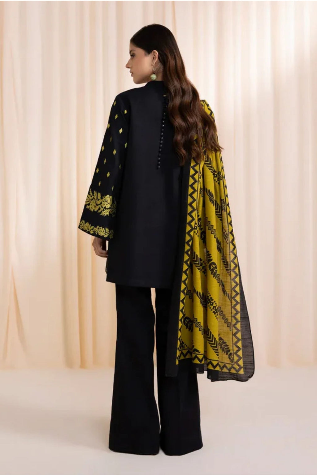 SAPPHIRE - 3PC LAWN EMB SHIRT WITH MONARK PRINTED DUPATTA AND DYED TROUSER - EL335