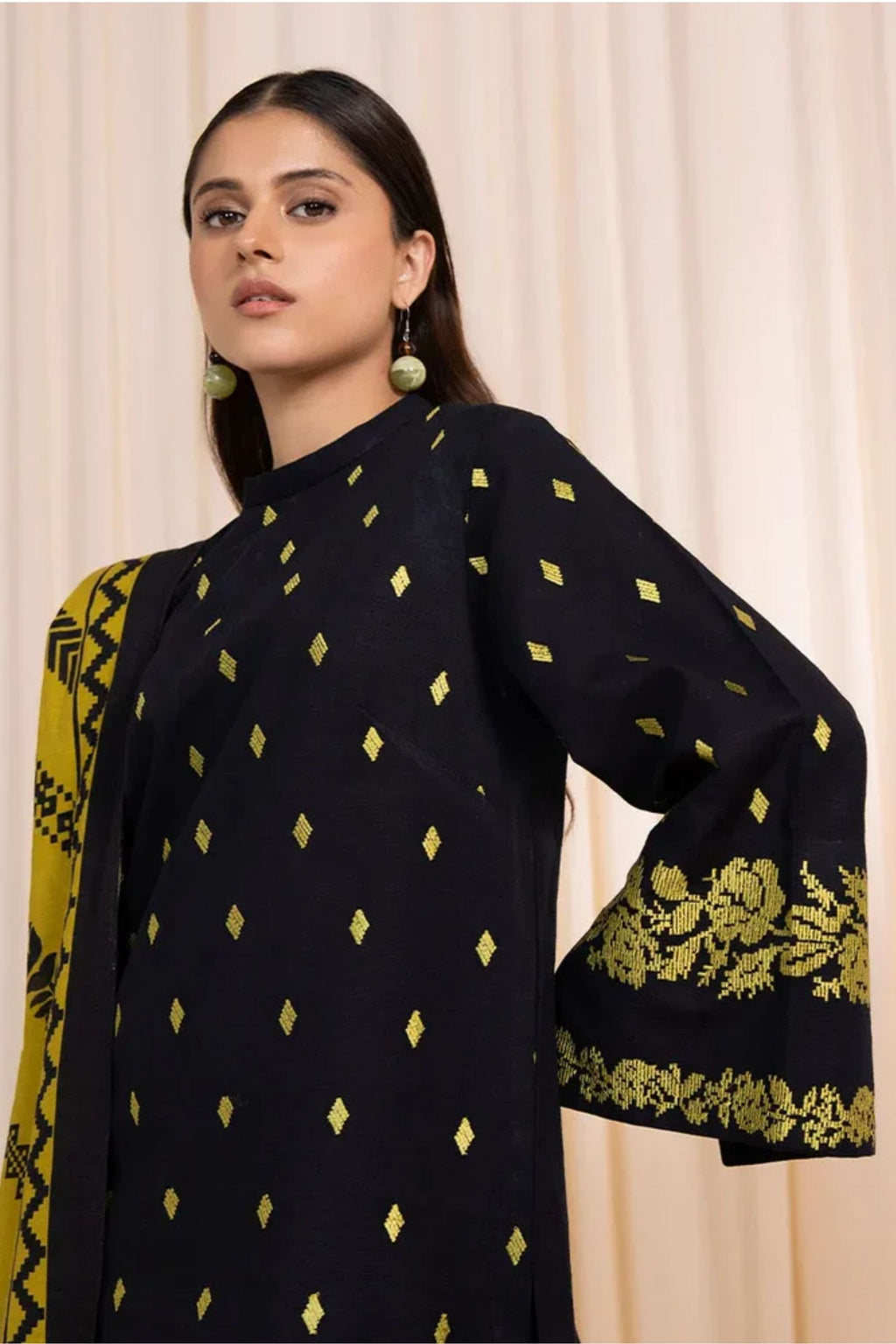 SAPPHIRE - 3PC LAWN EMB SHIRT WITH MONARK PRINTED DUPATTA AND DYED TROUSER - EL335