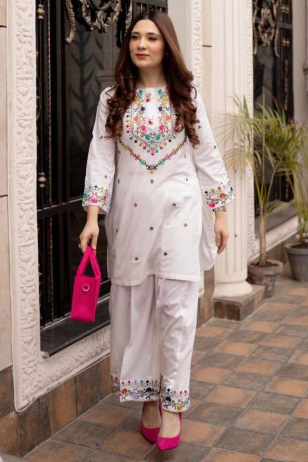 SAHIBAS - 2PC LAWN EMB SHIRT WITH LAWN EMBROIDERED TROUSER - EL5789