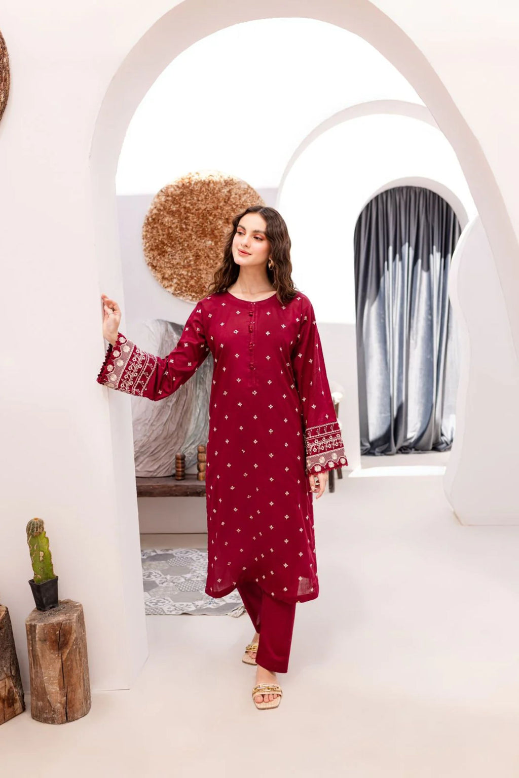 AZURE - 2PC LAWN EMB SHIRT WITH LAWN DYED TROUSER - EL5792