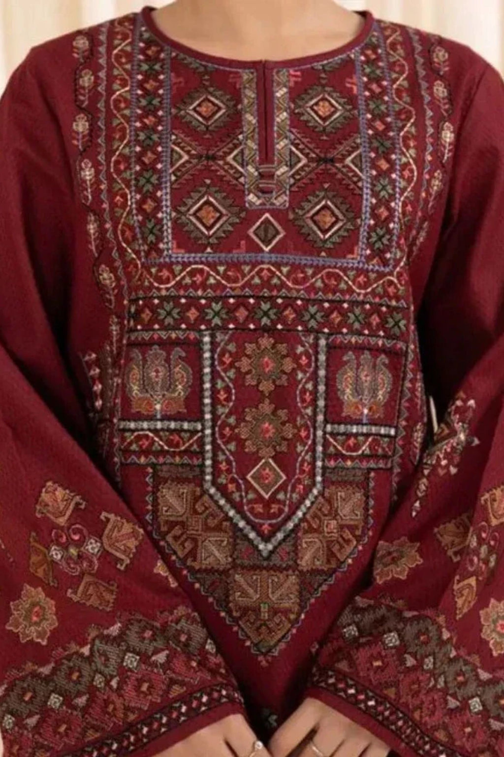 SAPPHIRE - 3PC LAWN EMB SHIRT WITH MONARK PRINTED DUPATTA AND DYED TROUSER - EL316