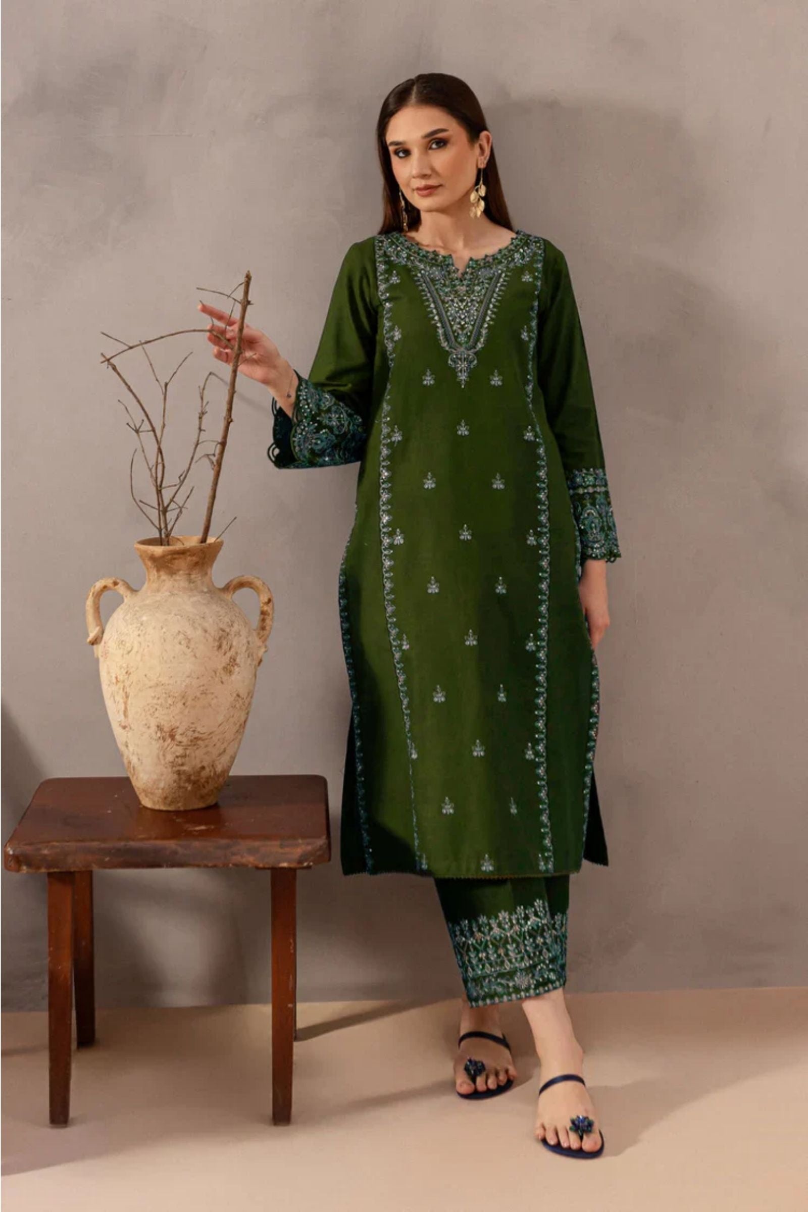BATIK- 2PC LAWN SEQUIN EMB SHIRT WITH LAWN SEQUIN EMB TROUSER - D 07