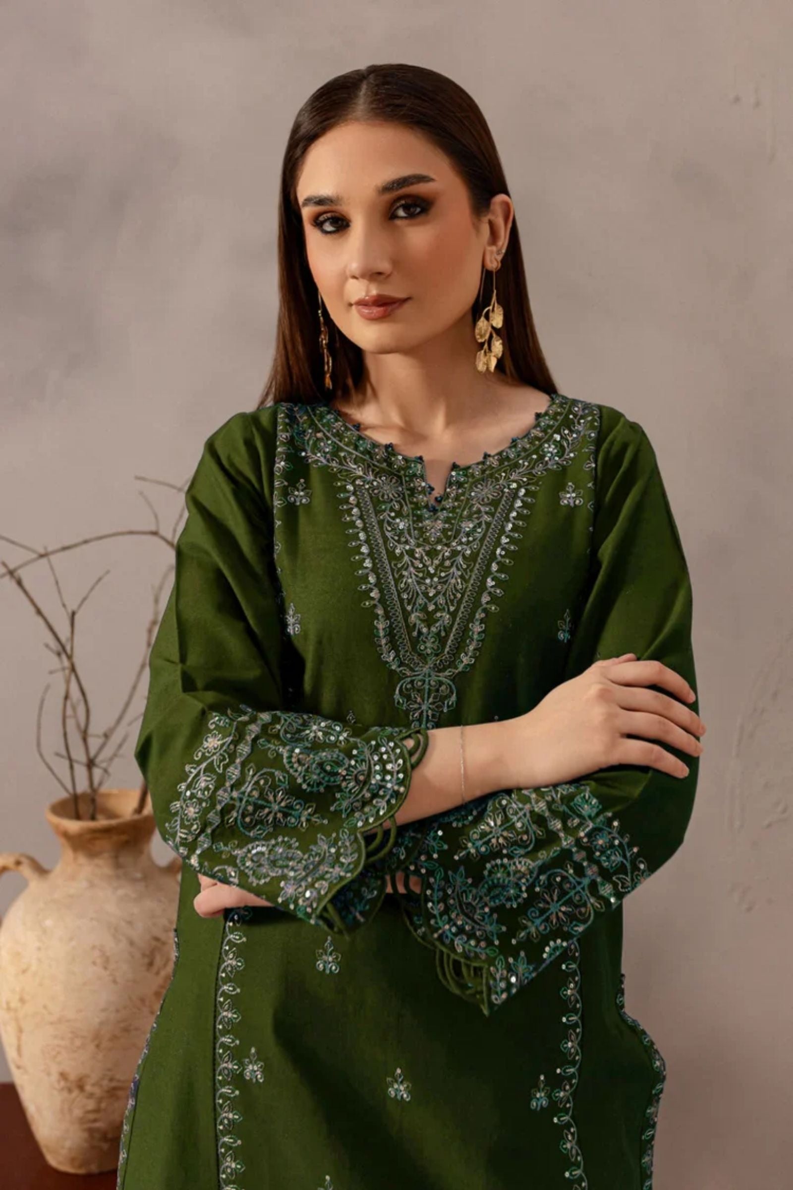 BATIK- 2PC LAWN SEQUIN EMB SHIRT WITH LAWN SEQUIN EMB TROUSER - D 07