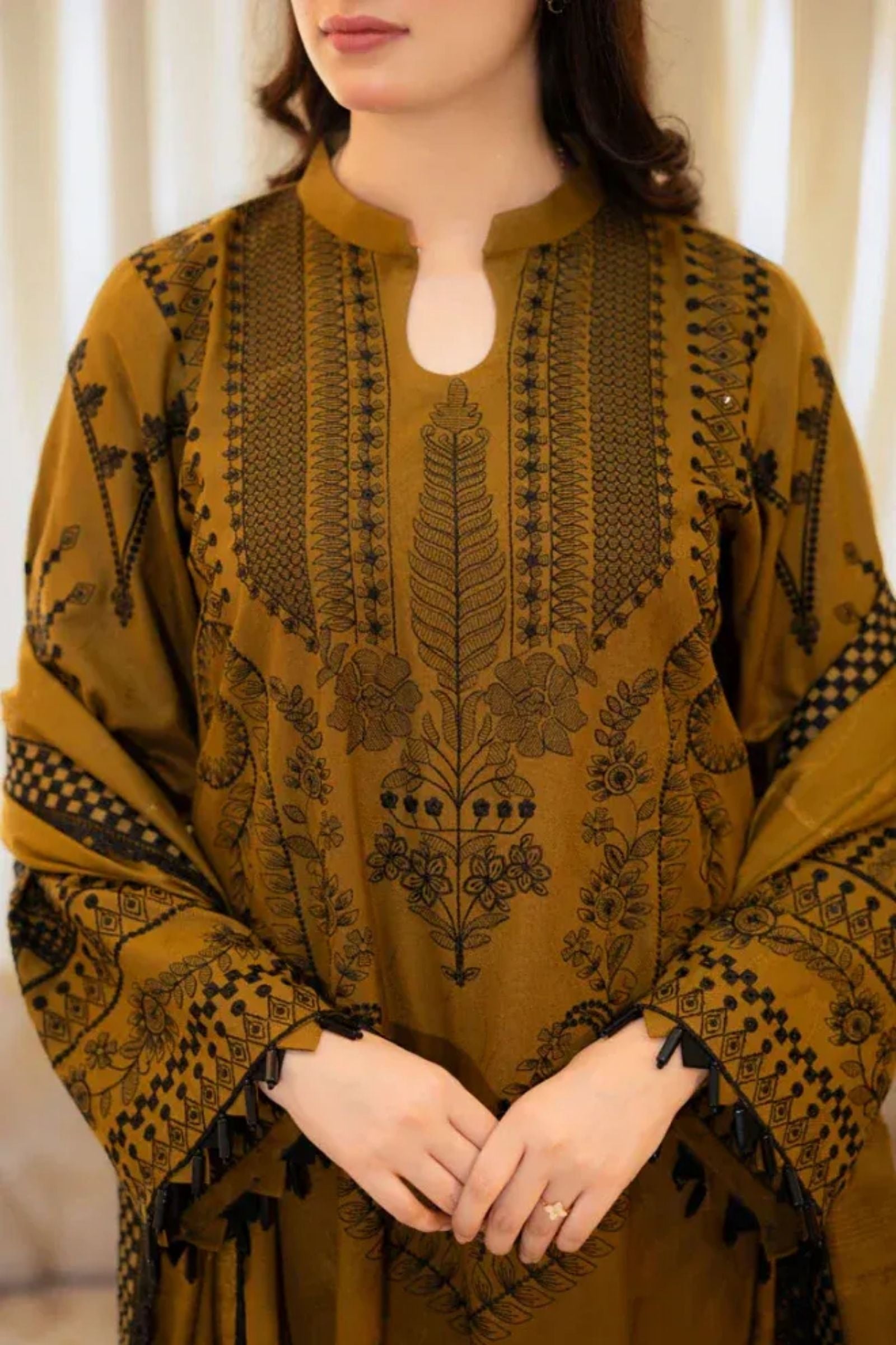 MARIA.B - 3PC LAWN EMB SHIRT WITH LAWN EMB DUPATTA AND DYED TROUSER - TBU 226