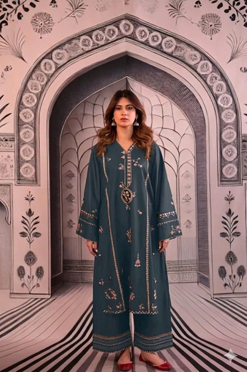 URGE - 2PC LAWN EMBROIDERED SHIRT WITH EMB TROUSER - D 08