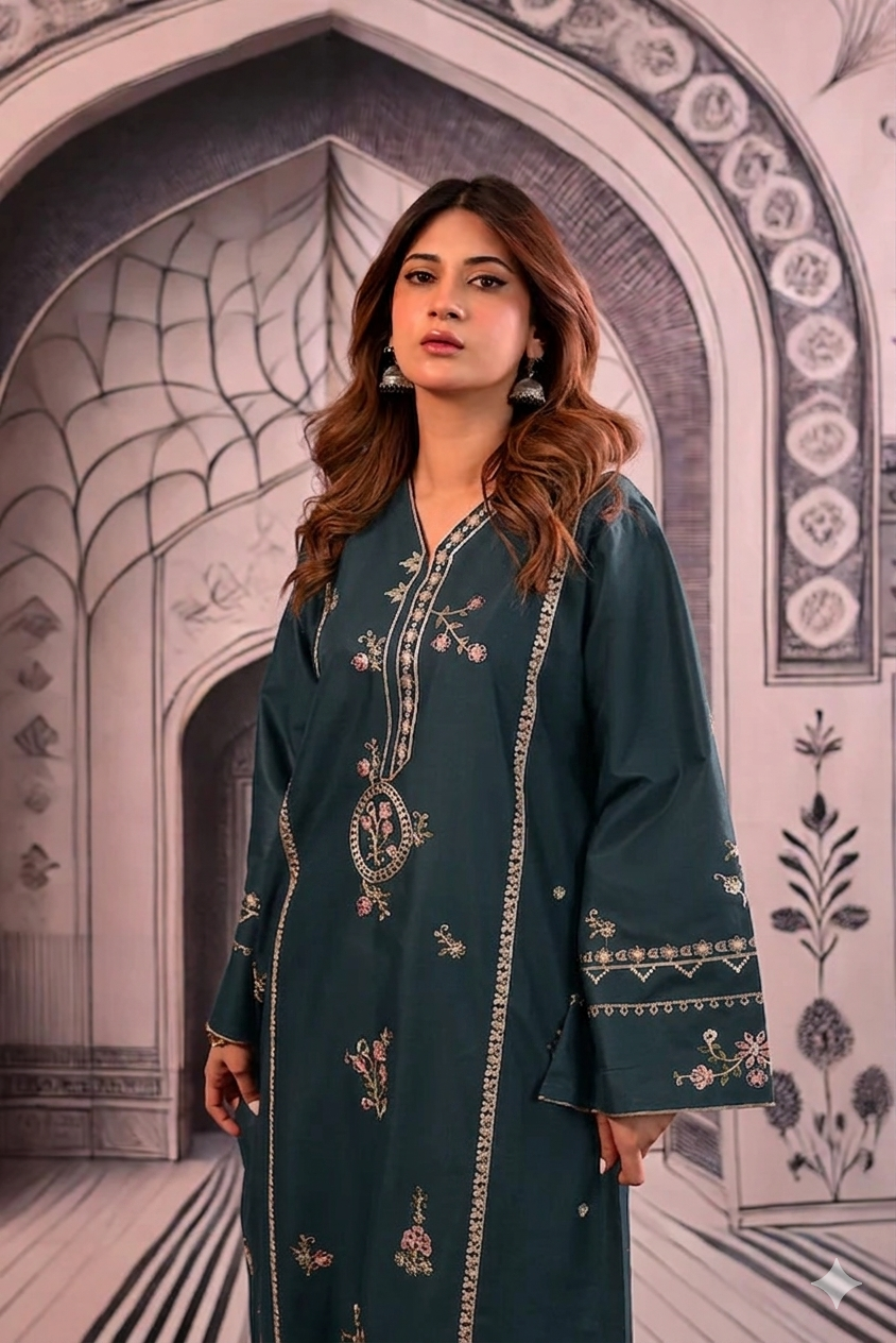 URGE - 2PC LAWN EMBROIDERED SHIRT WITH EMB TROUSER - D 08
