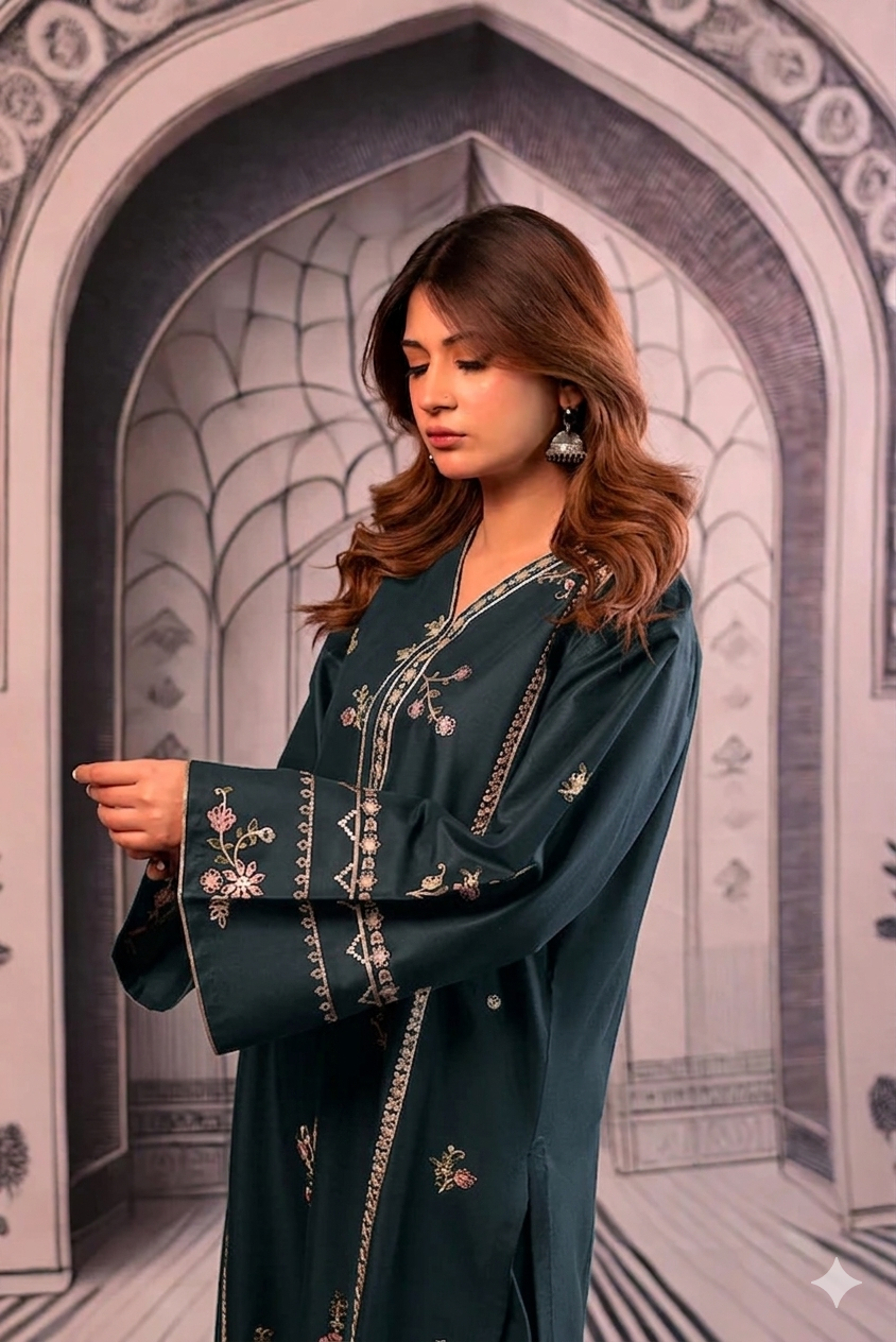 URGE - 2PC LAWN EMBROIDERED SHIRT WITH EMB TROUSER - D 08