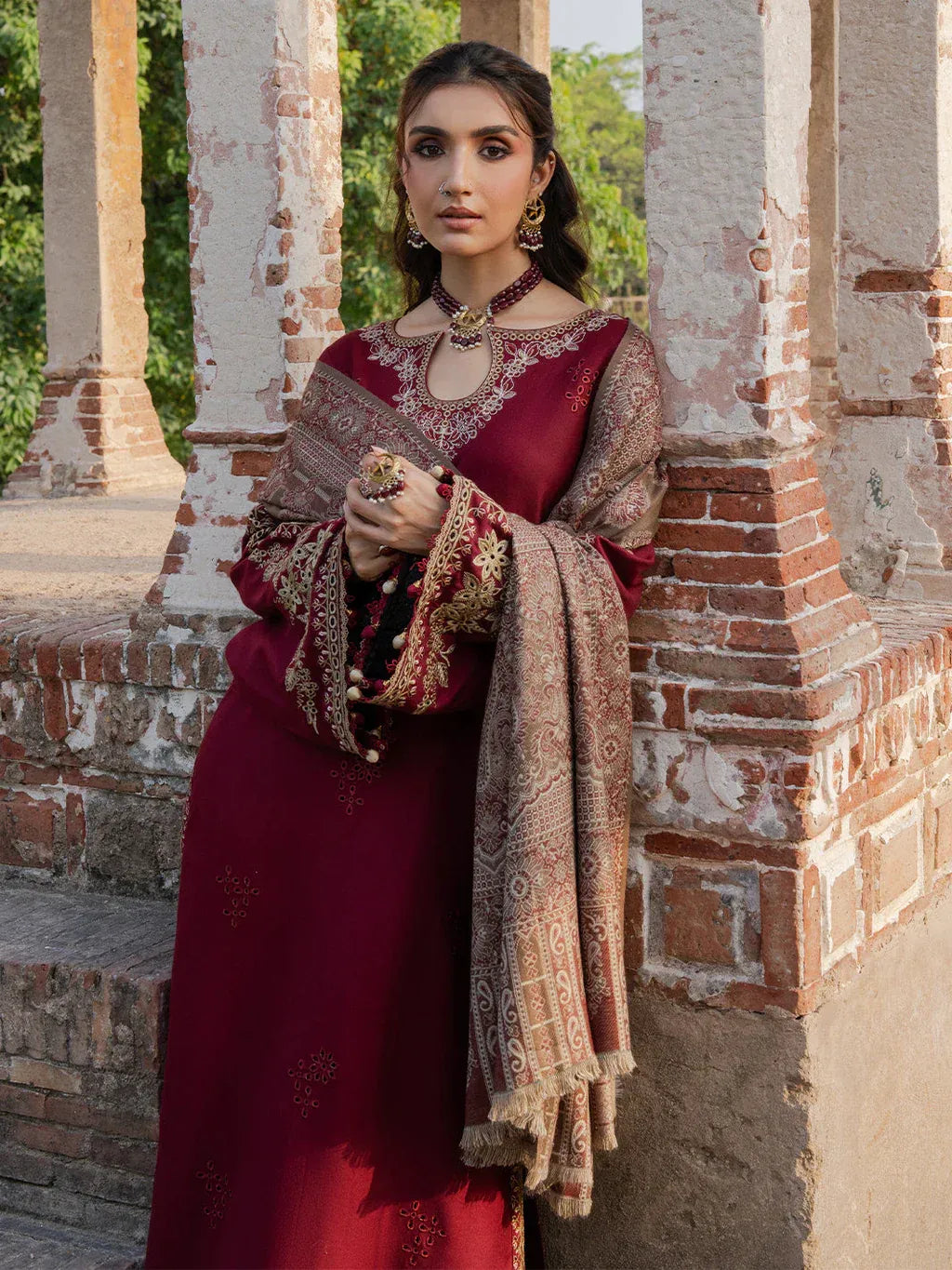IZEL - 3PC LAWN EMB SHIRT WITH MONARK PRINTED DUPATTA AND DYED TROUSER - EL236