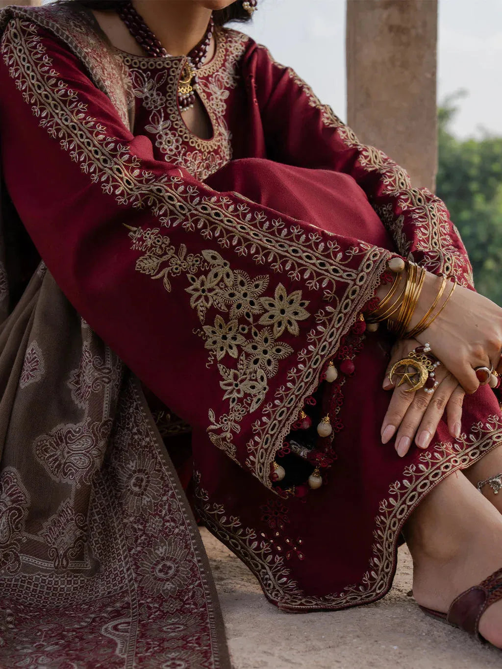 IZEL - 3PC LAWN EMB SHIRT WITH MONARK PRINTED DUPATTA AND DYED TROUSER - EL236