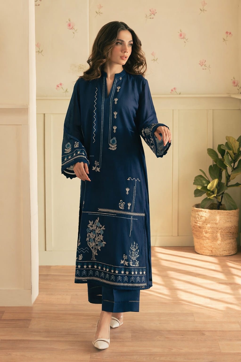 LAAM - 2PC LAWN EMB SHIRT WITH LAWN DYED TROUSER - AS 2602